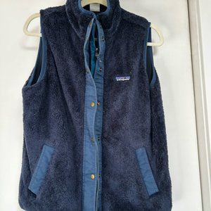 Patagonia Womens Navy Blue Sherpa Vest Full Zip- Lined Medium
